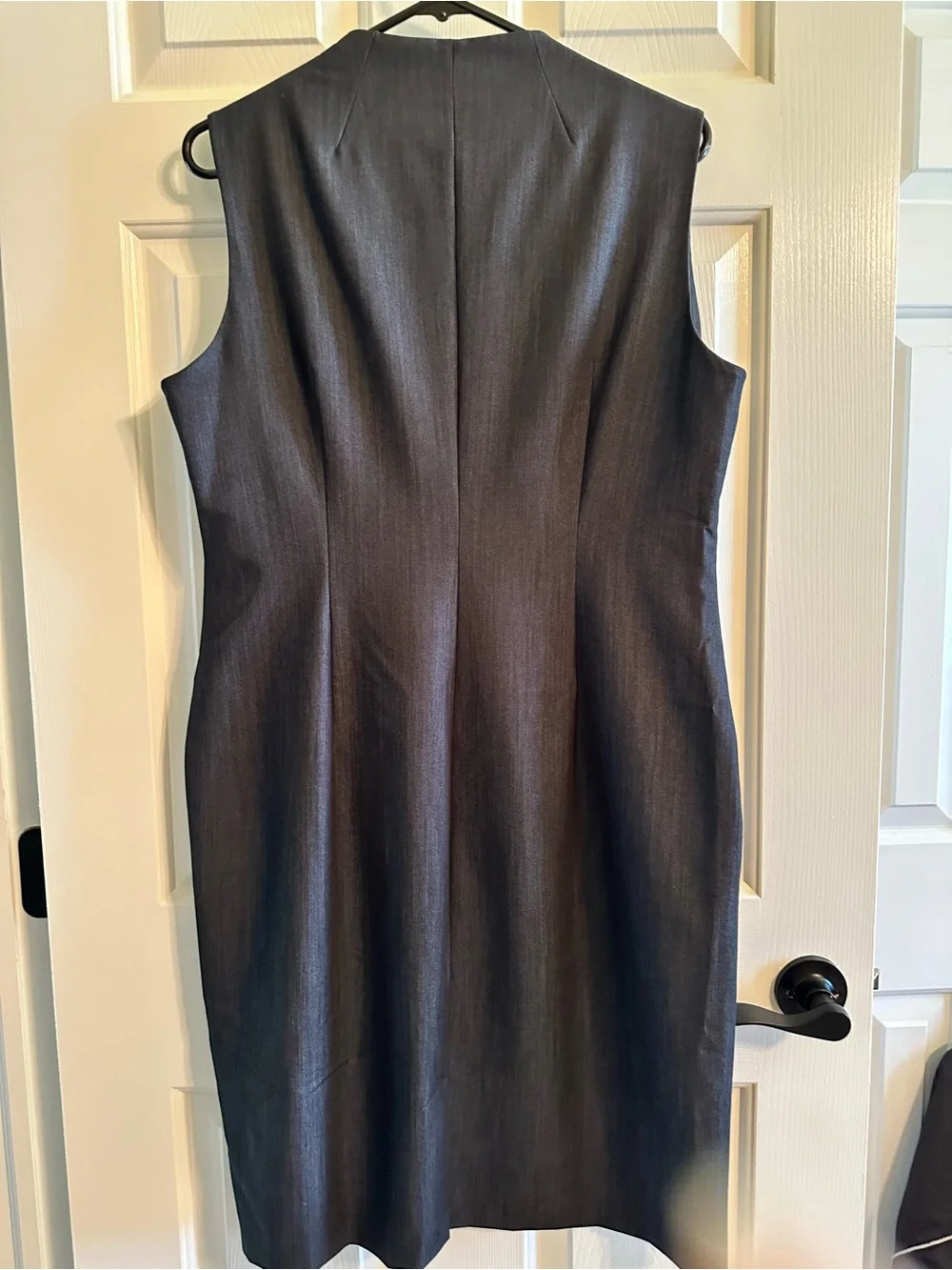 Calvin Klein Charcoal Midi Sheath Dress with Gold Zips
